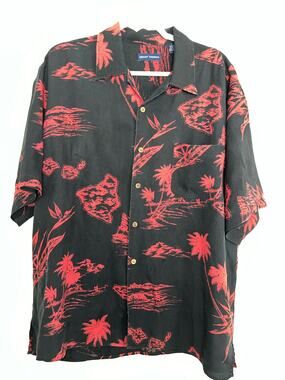 Grant Thomas 100% Silk button down short sleeve shirt - size L